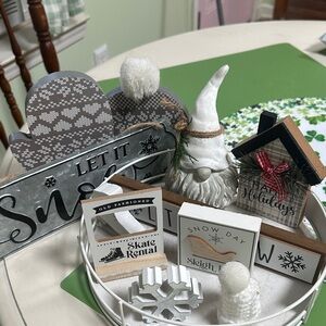 Festive Winter Decor Set with Snowman and Signs